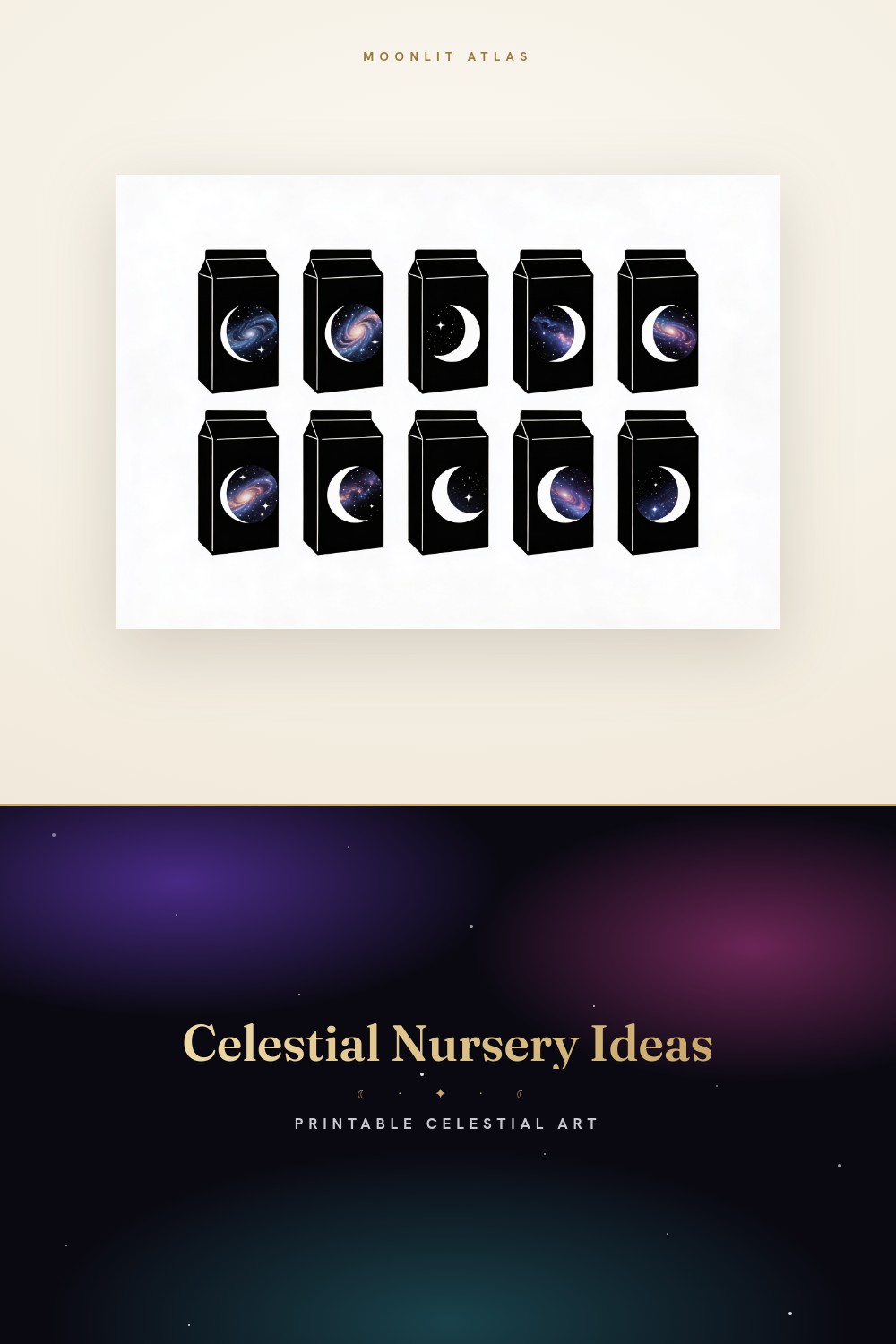 Celestial Baby Room Ideas with Moon and Stars Prints