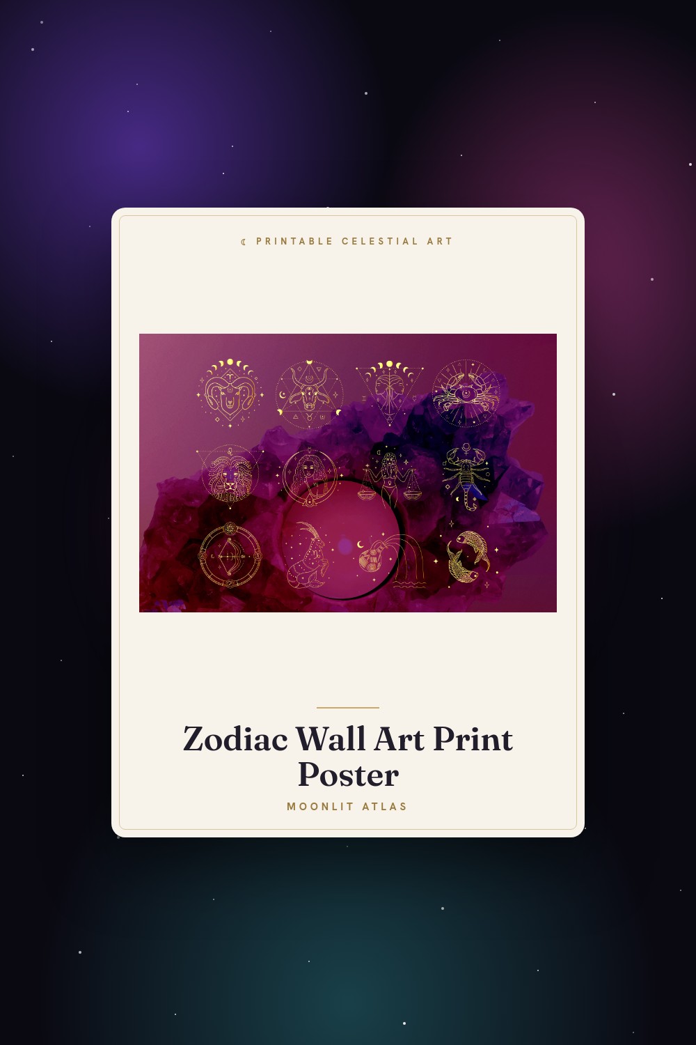 12 Zodiac Constellation Prints: Full Sign Set for a Wall